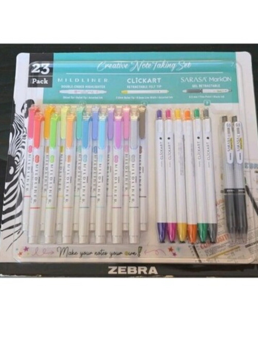Zebra 23 pack Creative Notetaking Set Mildliner-15, ClickArt-6, Sarasa Mark On-2